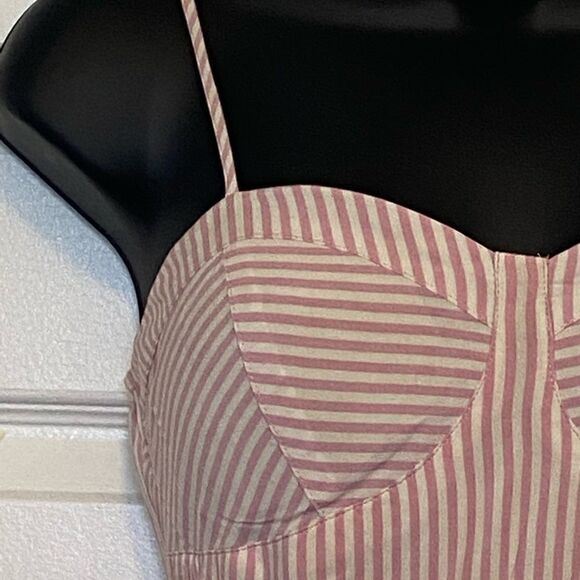 NWT 💗 Pink Striped Material Girl Ruffle Hem Dress - Picture 6 of 14